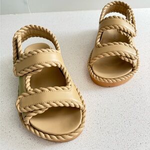 Bottega Veneta Beige Leather Jack Slingback Dad Sandals EU 37 US 7